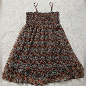 Paisley Print Sundress with Spaghetti Straps Elastic Bust Swirly Inner Lining